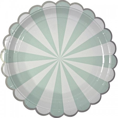 Pratos Riscas Verde Menta|23cm